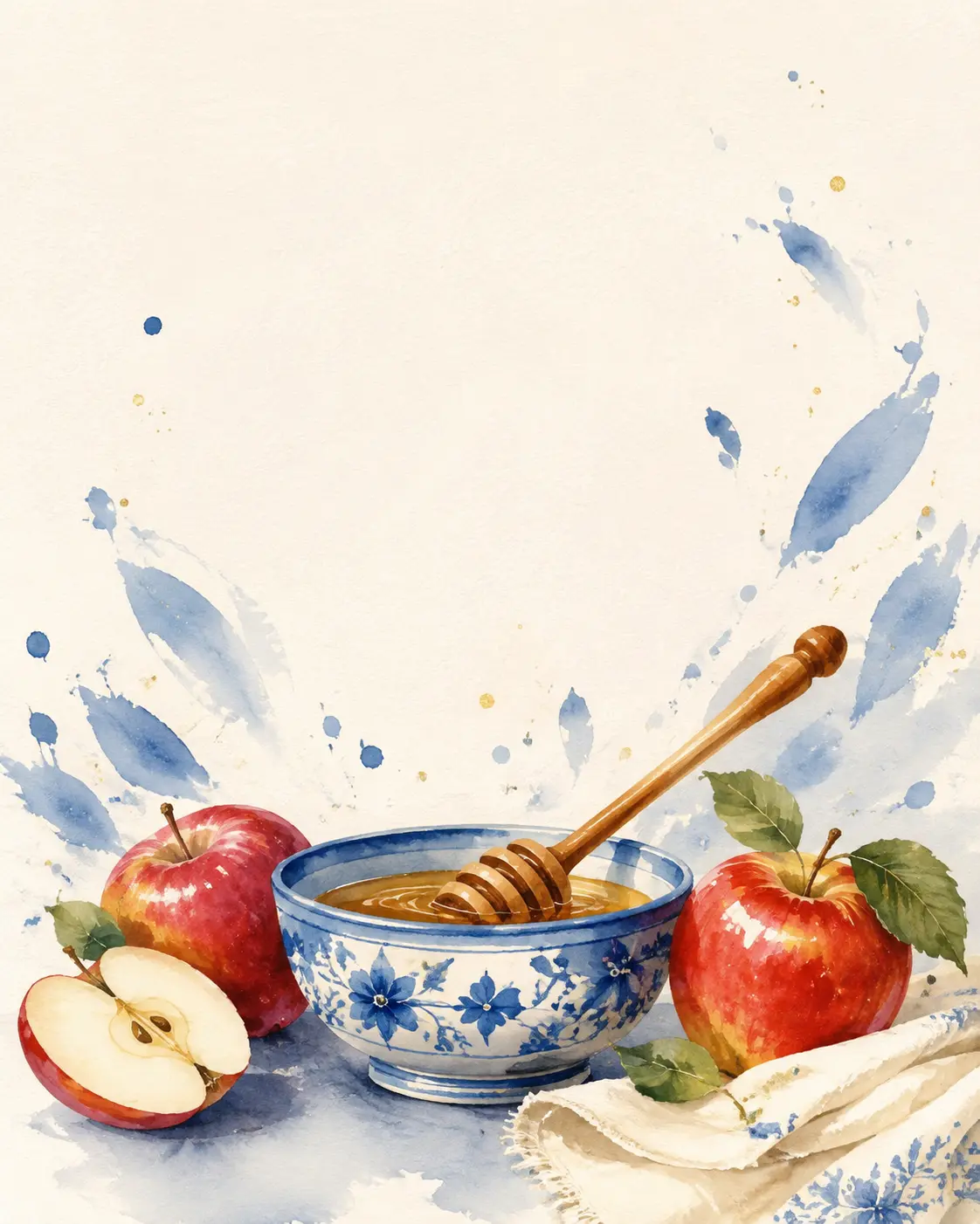 Apples & honey Rosh Hashanah digital card: Wishing you a sweet year