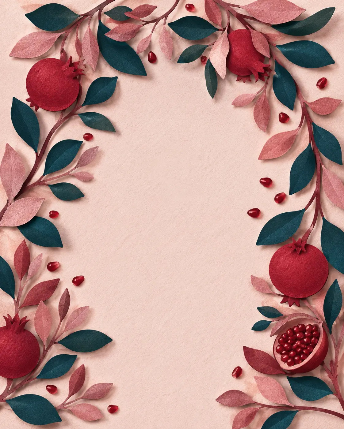 Paper pomegranates Rosh Hashanah digital card: Sweetness in every season