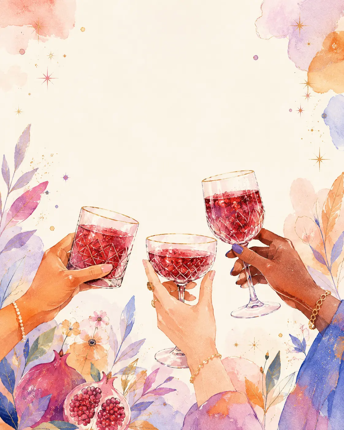 Pomegranate toast Rosh Hashanah digital card: To a year worth celebrating